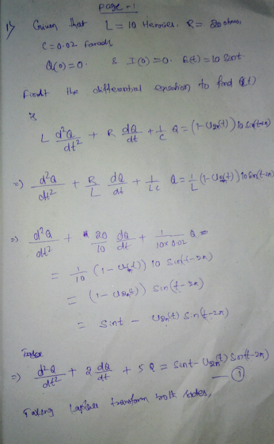 Page- Guuen hat 10 Heriel, R- 90ohs C0.02 farool & I(0)0 EA)-10 80t ckfteortal uh on to fnd fiodt the - ( Ua))f) R de + dt dt