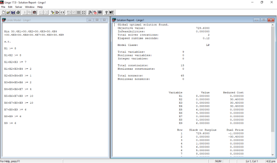 Lingo 170-Solution Report . Lingo! File Edit Solver Window Help Lindo Model-Lingol 3Solution Report-Lingol Global optimal sol