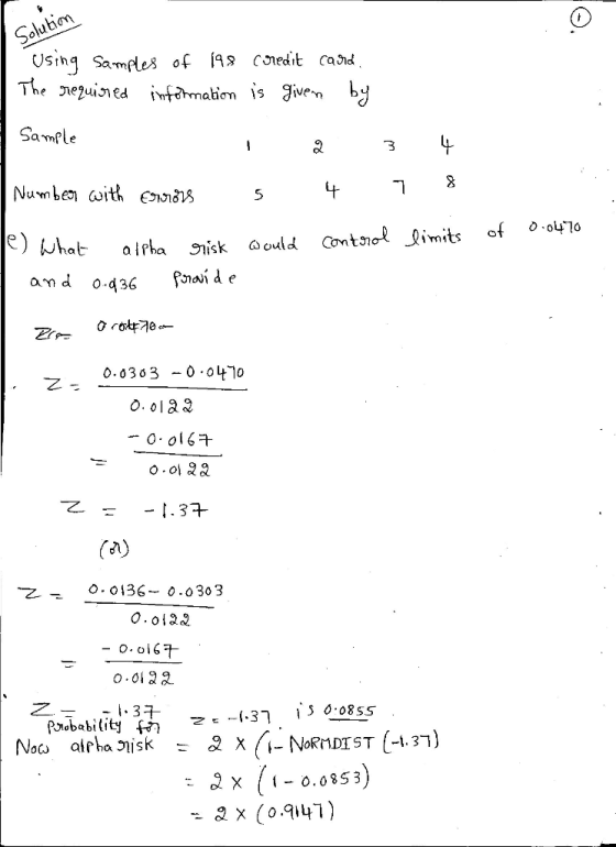 USihg Samfles of (^» coiedit caJid. The ieguined infrmation is Jivenby Sample i+ Numbe with Eias of imits e) what ould Contso