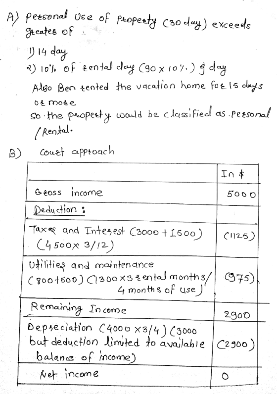 A) Peesonal Use of PAopeaty C3o day) exceeds gt eates of 14 day ) 10 of ental clay Cgo x to7.) day X days Algo Ben tented th