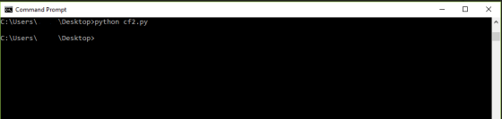 Command Prompt C: \Users Desktop>python cf2.py :\Users Desktop>