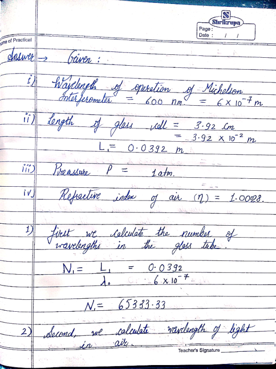 Page Date me of Practical BiaidaphfsptalinMhalion в00_Пх 6х 10 7 m Lergth 3.92 Lm 3.92 x 10 2 LE O 0392 tatm. Repaelire indef