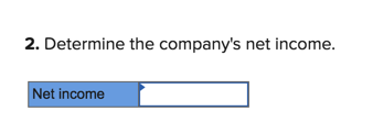 2. Determine the companys net income. Net income