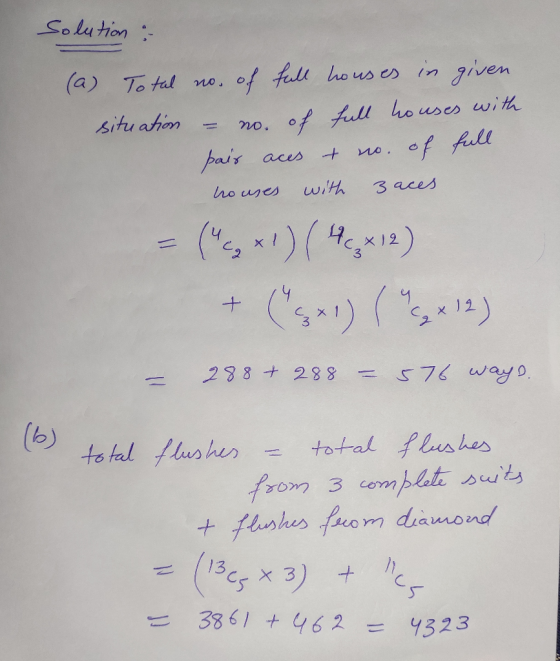 Solution ho us es in given of fale (a) To tal no uses with of full ho situ ahom ef fall no. + aces with 3 aces ho uses f) (4