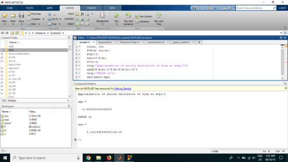 MATLAB R2018a Search Documentation Log In НOME PLOTS APPS EDITOR PUBLISH VEW Insert fxF Find Files Run Section Go To Compare
