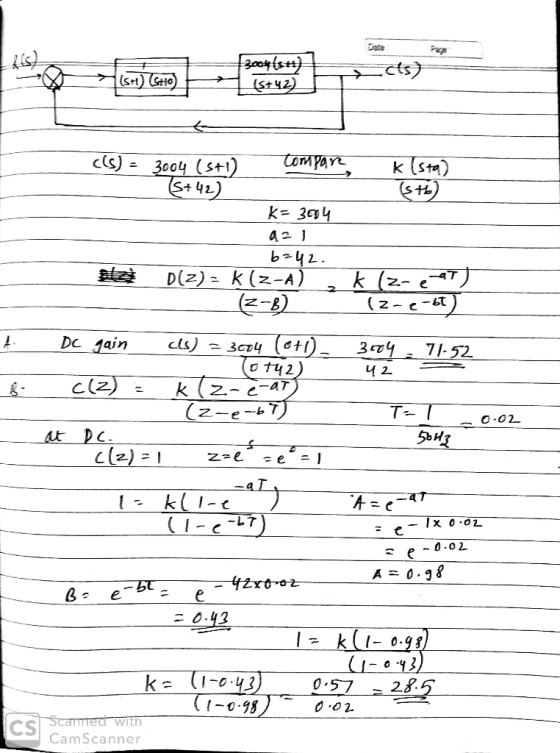 Cate 3004ts) (St 42 (srt) (Gtt0) cs) Com pare 3004 (s+1) S+ 42) (t2) k 34 b42 D(2) K(z-A) k (2-e (z-e-6 (&-2) DC gain cls) 7/