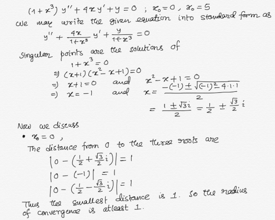 (1 )y4y+y = O ; O, 2=5 We may rite te given euatiom into stoudazdd form as Y yt 1 3 4x ere tha salutions of Stngular points