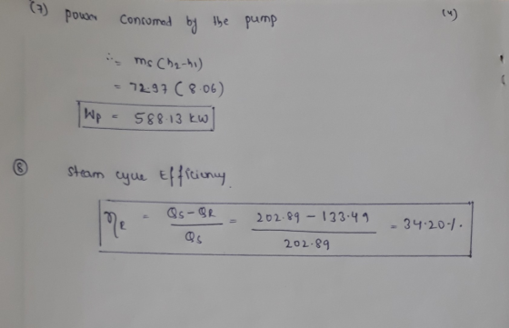(a) poun (8) Consomad by be pump Tmς Cb -hι) (90 8)t6-71 = WP Stam cyue Efffciuny s-R 202.09-133 41 = 34.20-1 202-89