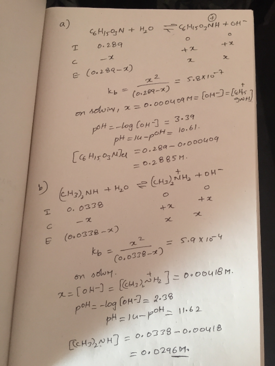 a) T 289 & (O. 289-1) (o,209-x,) iry 1 χ=o.oo o u oq Mこ[0Hコ-leys า =0,2, 8 8 5 M CH?), N H F.CHa)NH2 ,+ DH.- Ko T o.0332 kb o