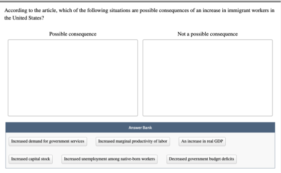 According to the article, which of the following situations are possible consequences of an increase in immigrant workers in