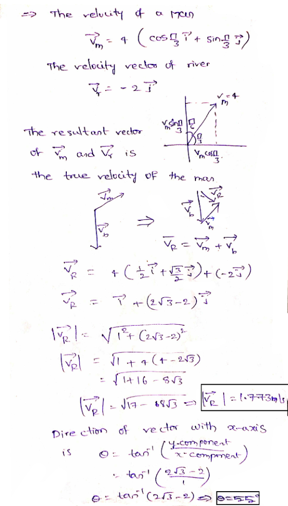 The veluity d CA 4 velocity vecto of river The 2 4 The resultant vector 3 true velocity of the the ma 4- t- VC2-a I16-S3 with