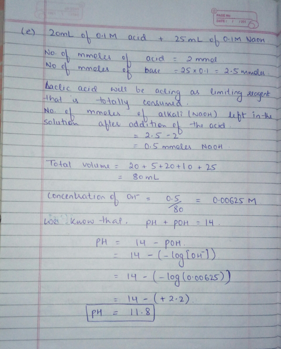 PAGE Ho DATE: 1 120 2omL oIM acid 2s mL obo.im Noon acic acid will be acling as umiting ogent ihat u to atteu oddttothe acid