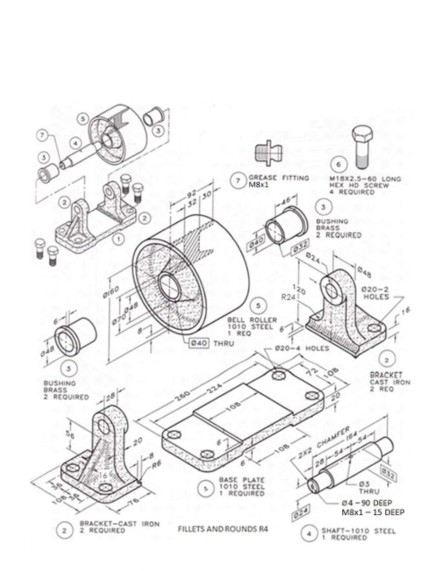 1GALASC fifTING M8xI M18X2.5-60 LONG 4REQUIREO 2 REQUIREO 0 020-2 HOLES R24 010 STCEL 040 THRU 020-4 HOLES BRACKET REQUIRED A