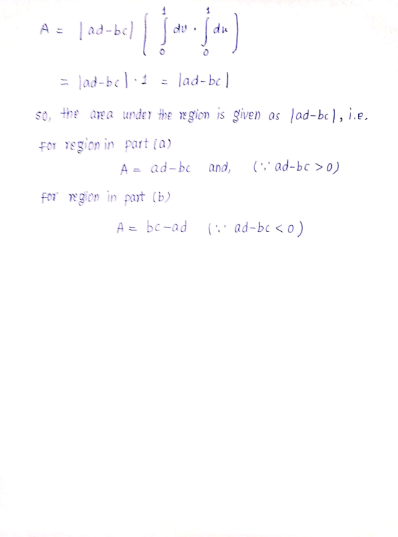 dudu so. the area unde YHengion is given as lad-bcl, i.e. For egion in part (a) A-ad-bc and,ad-bc 0) for gien in part (b)