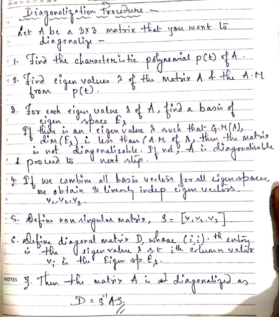 et A b a 3x3 matrix -thal- yu wank the n.FL 0 eigen valuu. A ¢-th. Matnx TO AM pace Pro LV NOTES .