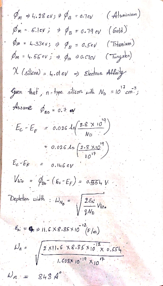 ay Alaninium Pn= 6.leyỳ → Fe. σ.79 eV (Gold en -that, n-type. 스ilicon -ND -IO cm b> ume 80 0.7 eV 19 竺 0,02G.In|2.gx10 Ec-,Ep