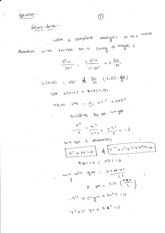 Given date- Lurile o complete analyss o ee wave for a Sting of lengta L e get we oot 2 £luaons