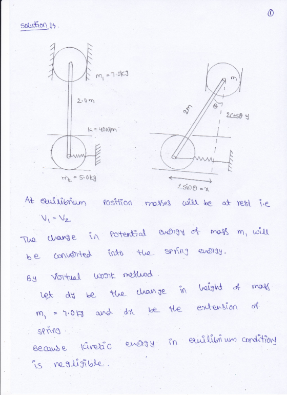 Solution לו 2.0 m 2cos8 y 5 013 mR and d be e entension spnng