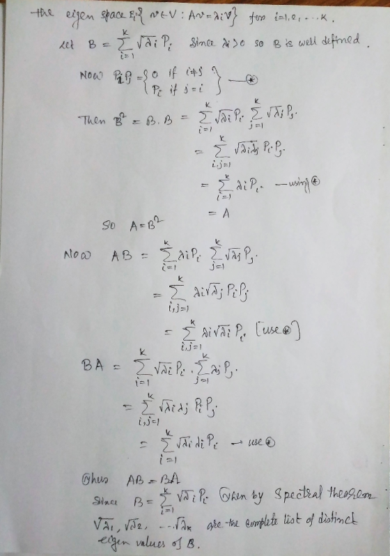 the NEV:A en ace Sime e so Bis well ditmed Let Now -S if +s K. *Then BェB.ら = So A 2 Noa AB = ZAE Pe BA 1 1 use Chus BA AB in