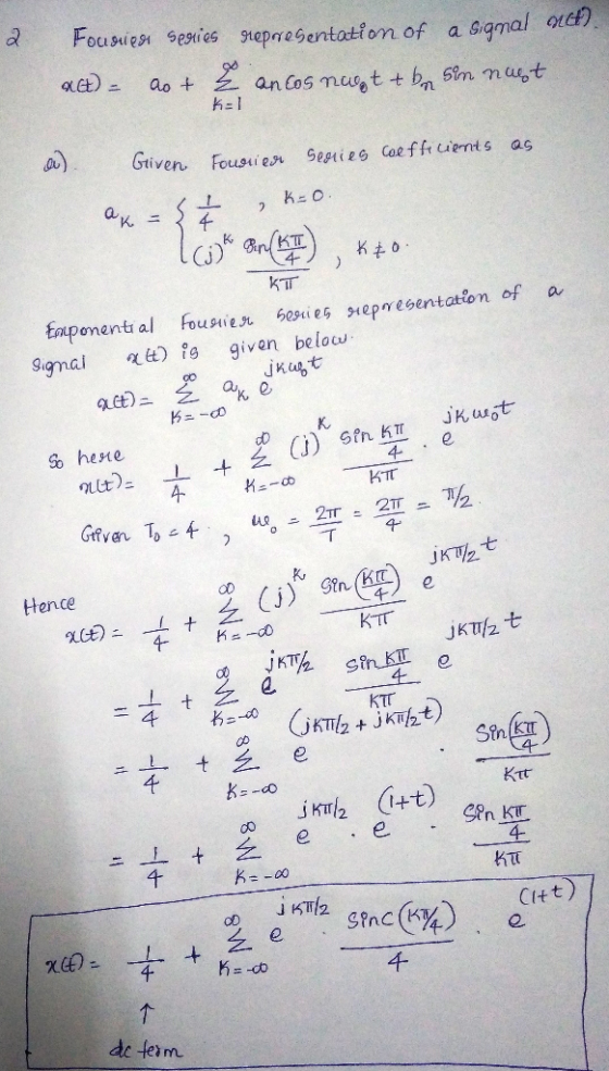 Fousuies sesies tepresentation of a Gigmal orc) Et) ao + an Cos mut+ b 5im mut k=l Giiven Fousuiesr Seaies Caeffiuents as KO