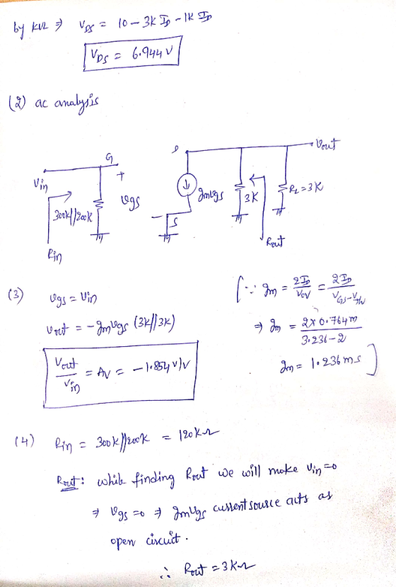 KUL V o-3k K Vps 6.944 v analyis ac gs (3) 23 gsUin 3.231- 8 v}v = Av 4)in300k 20kr mUr Cutent Sourie auts as open cicuit