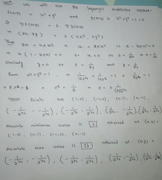 SOIN win we use tha Logranges mutibliens methool and - I O So 10 Thus 2X udx3 X -9 d) O So Sinilady and OY Prom 1 + 16a4 8 4