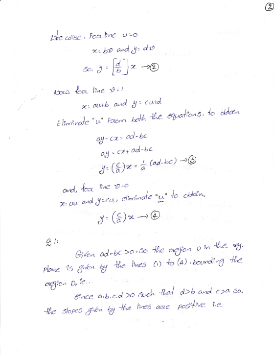 x: autb and ycutd minate ay obtain, x ou avd cu, eliminate Given ad-bc sos the afor o tn the e slopes gen y the ines ave pstv