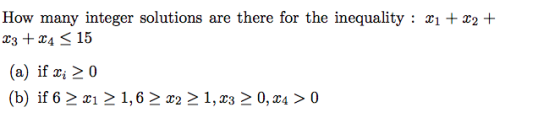 How many integer solutions are there for the inequality : x++ (a) if z 20