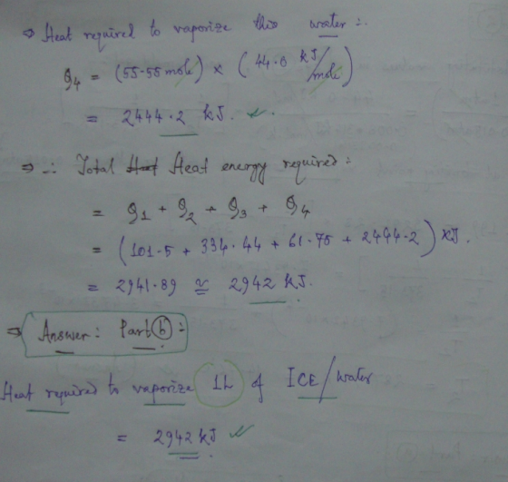 rator at reirel to vaporize l 94-(55-55mel) (446 k 2444. 614 4 Lo1-5334. 44 + 494-2 2141.89 R942 kJ. Ansner: Part Aat ryudra