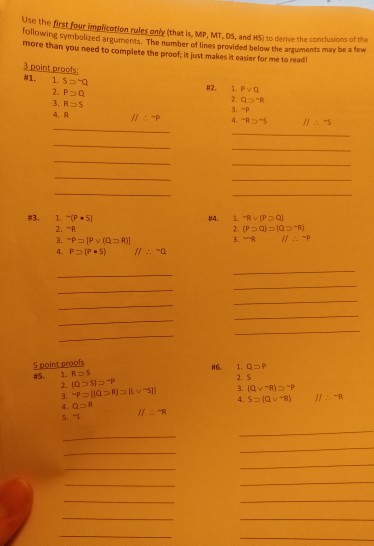 s Use the fi ollowing symbolized arguments. The number of lines provided below the arguments may be a tew more than you need