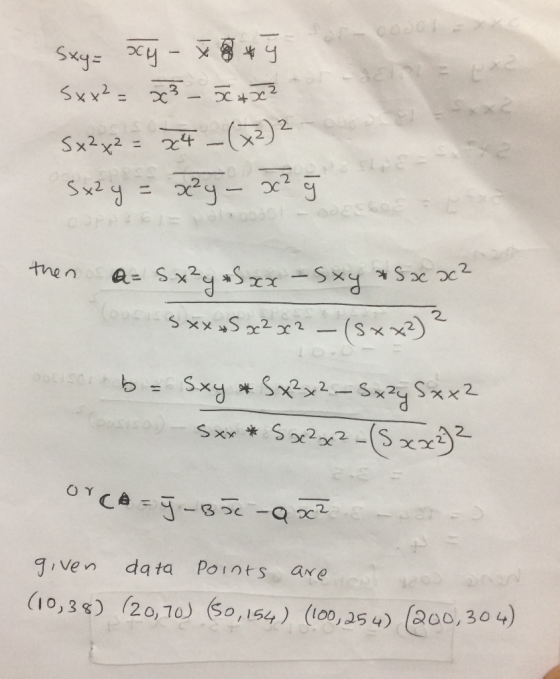2. given data Points are (10,38) (2 o, 7ο) .(50,154) (too,254) poo, 304)