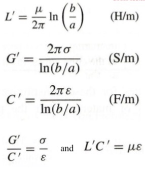 L-In (H/m) 2O S/m) 2πσ In(b/a) (S/m) Inb/a) F/m) -and LC, με 2πε