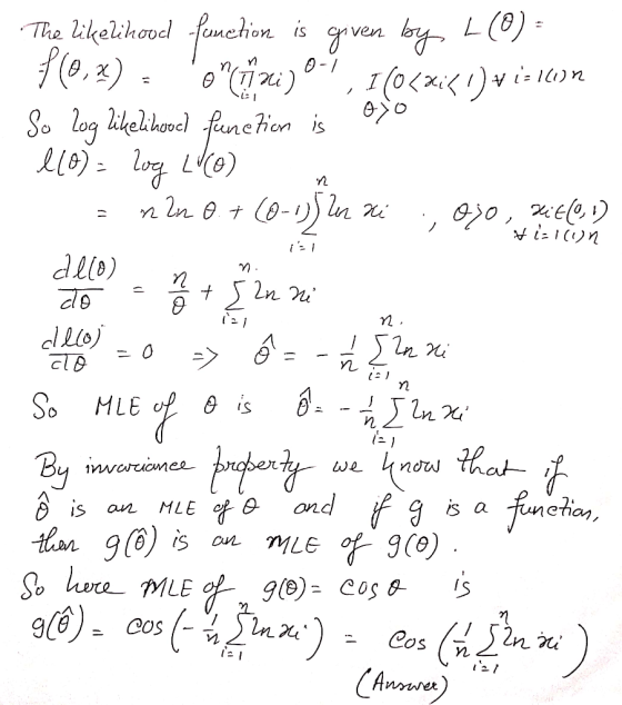 Tven boryL() доск) The likelihovd fenchim IS о(Пх) I u (171 = 1 A So log likelikoocl fne Hion is (7 (o-)n clB So e is MLE п