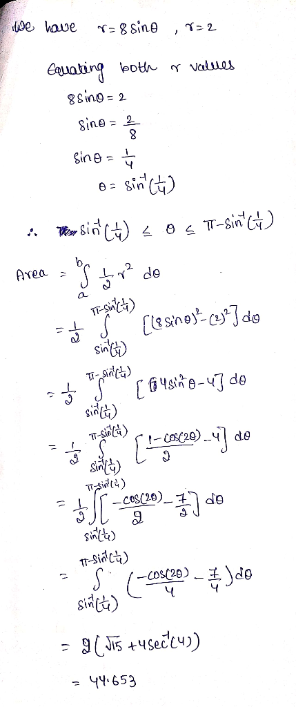 e have T 8 Sine Euoting eotn rValues gsino = 2 Sine 2 ㅜ-GU8 T-Sin) Area de (lesiney SinGD do T-Sin CesC20) do Sink -CoS(20)
