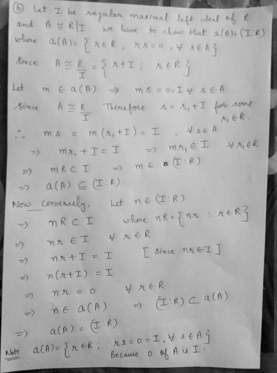 (b) Let I be retulor maメrmal lef+ lded Let some ri E R Now Cmers Let neCT:R) ラ 九 九ER Because 0 al. Ais