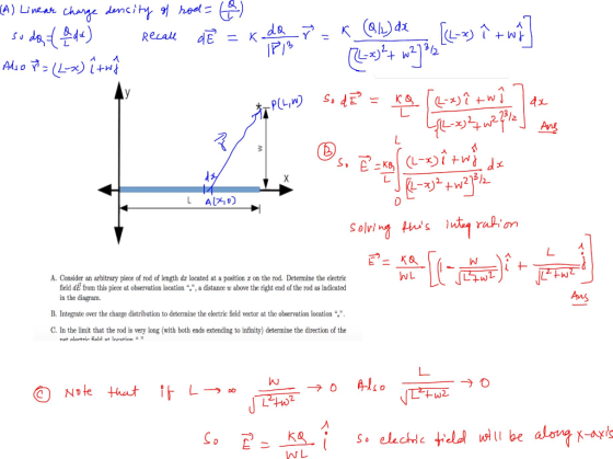 (A) Linenr Charge dencity / hed ( L A Recall K Alo7(L) KQ Ang + AL2D Yution Solvings tw2 A. Consider an arbitrary piece of r
