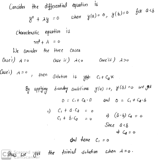 Consider the diffeieHial equatin is a <5 Charactevstic equatiom is Je Consider the hree cases Snce a<b C Shuscased the trin h