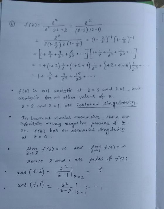 2 2 f(2)= 32 +으 (9-2) /2-19 2 (1-3) ( 2 P (t-2 (1-) - J +(1e 2)(2+1) 1 (4.2+ 1 48) 1 4 23 f(a)is mt analytic analytic for all