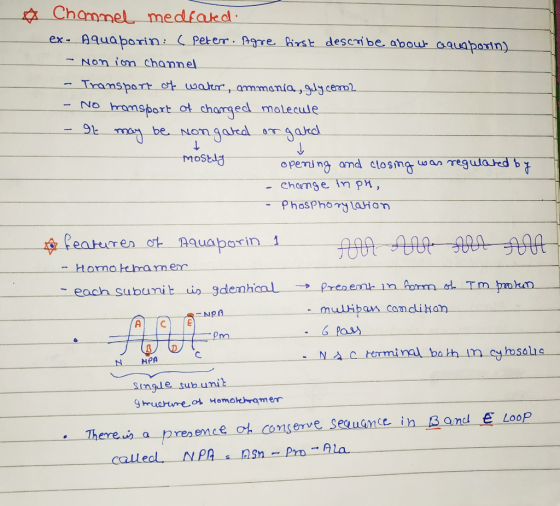ChammelL medfakd Aquaborin Peter. Agre Birsk describe abour aauaporin) ex - NOn ion channel Tramspartot oatr, ammania,glycero