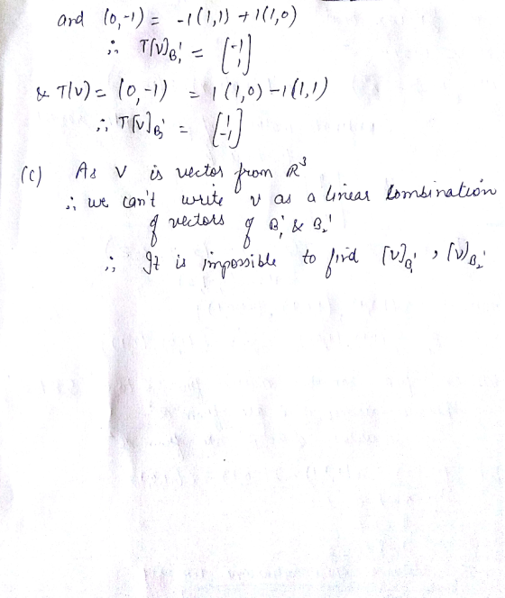 ard lo,-1) 1,)11,0) TNe lo,-) ,)1(1,1) Tvle &Tlv) , 1 R una bmbination As from uector V (c) w tant wrut uectsrs A mpersi bto