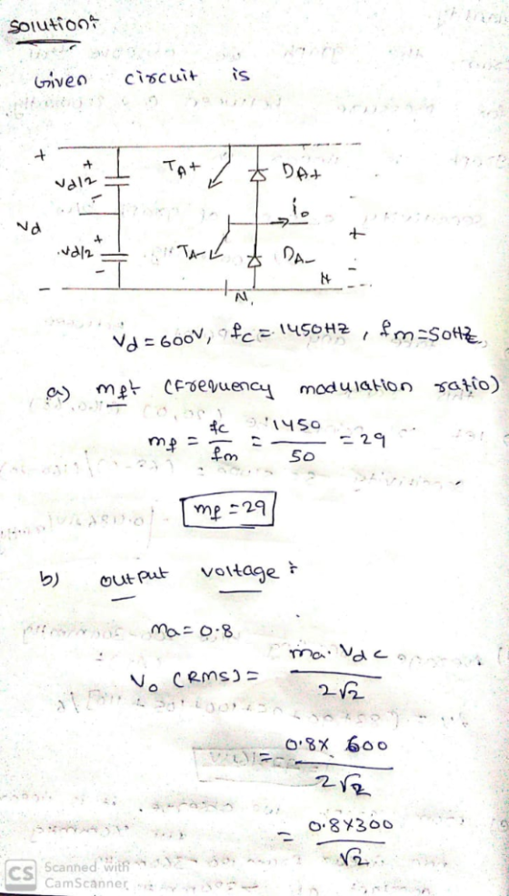 Solutioo Give ciscuit s 4 주Pa o met cEdevuenci modulation stio) m29 b) out at voltage Mb 0.8 0,88 ,00 es Caanneannermes