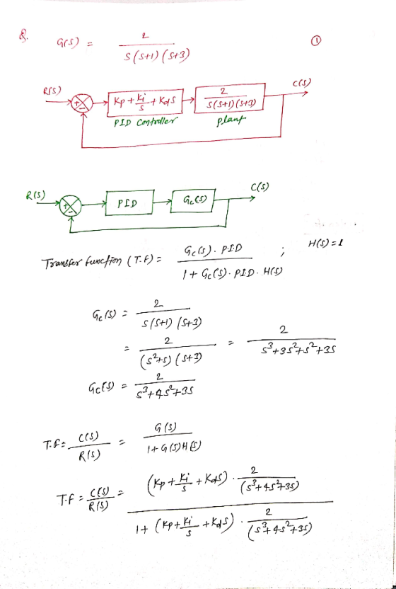 (st) (sr3) Rfs) c(S) 2 S(St(s4 R(S) PLD H(s) = L e). PID Transkn.funct彻(T. f)· TO-r s(St)S 2. 2 2- G (s) RIS) 2. (Kp +互+Kuc +