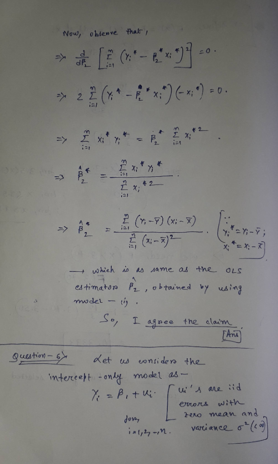 Now, ohdenve thalr O. X: 0. Xj 2 L 2 X; Y 2 3-3 X X-R i21 which io As A&me as the OLS btained by using estimaton mwdet -t I a
