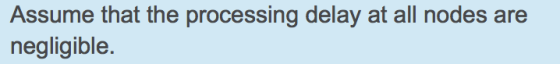 Assume that the processing delay at all nodes are negligible