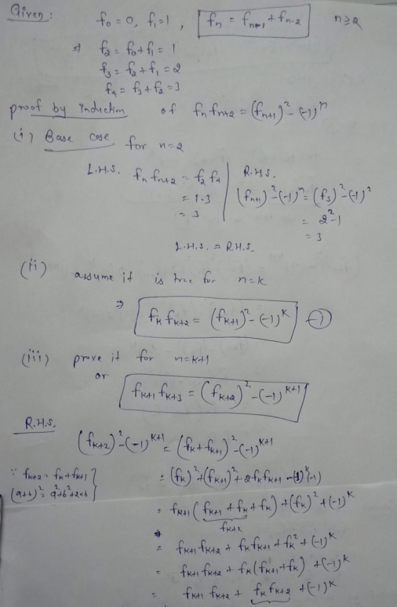 Given fo - 0, fe1 n-a nl poof by Tndrchin Code for R.HS 1.3 3 adume it is he for fr fuse(fra for nkd Prve it 2 R.HS Kt1 frtr