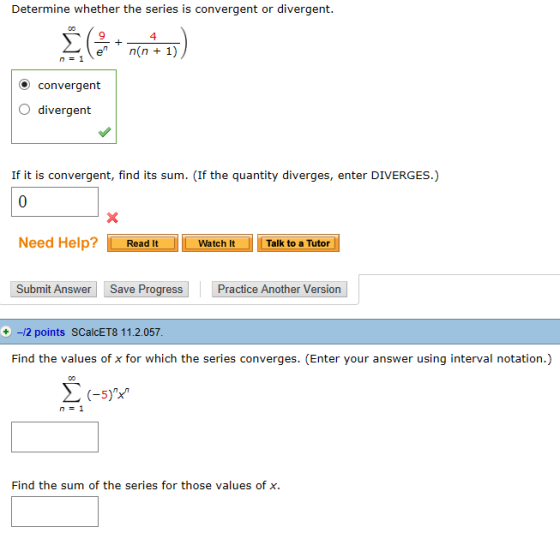 Determine whether the series is convergent or divergent. 4 + n(n1) n 1 convergent divergent If it is convergent, find its sum