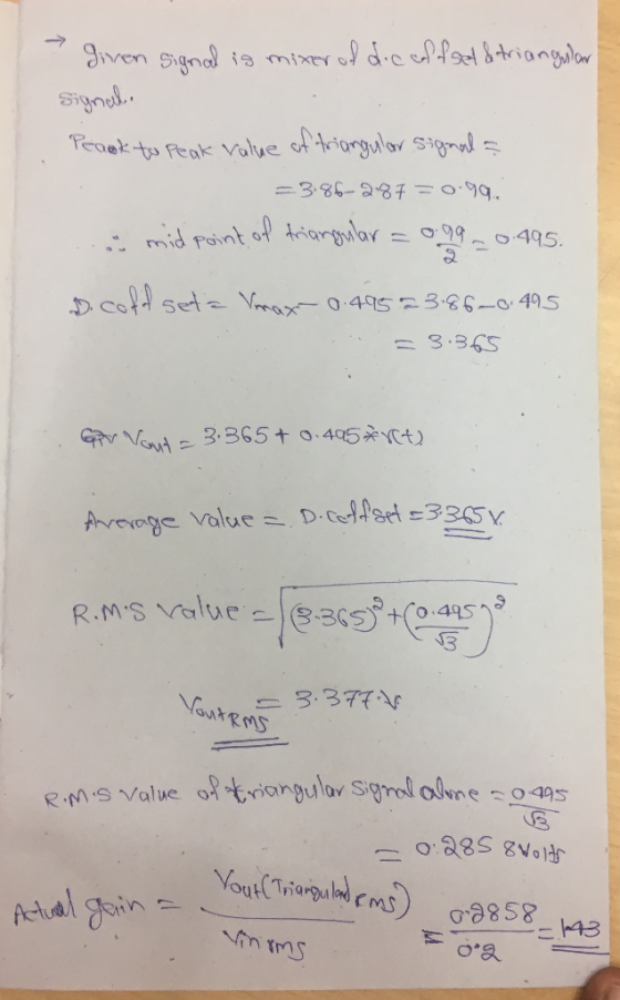 .9d.copfect btrianglar mixer ouis wanip Sinat Feaek to Feak Volye otriargulor Signal =3.86-287=0.99. mid point of triarguar 9