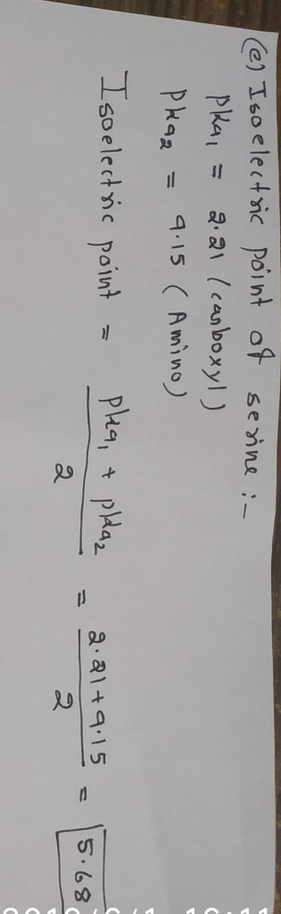 eo elet ic point ot seine Pka! a.av 〈canboxyリ Pk9a = 9-5 (Amino) pka, t pHaz a.altq:15 point so e lectnc 15. 68 ㄷ