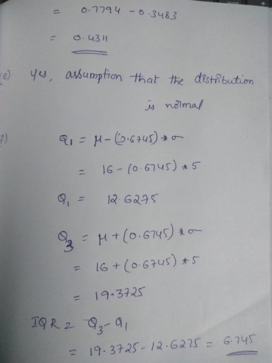 o-7794-0.3483 O.4311 1 yu, ashumption that the distibutiom e) nolmal = 16-(0-6745)a5 12G295 Mt(0.6745 16 + (0.6745) S = 19-37