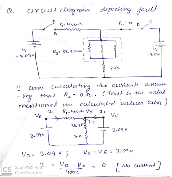 Curcu cliagrem cliagrem oprcteire fault R: Ч0r mww R 33.3n - 3.09v 3 OV calcula esta king Hhe cusem Is assum value cclculoted